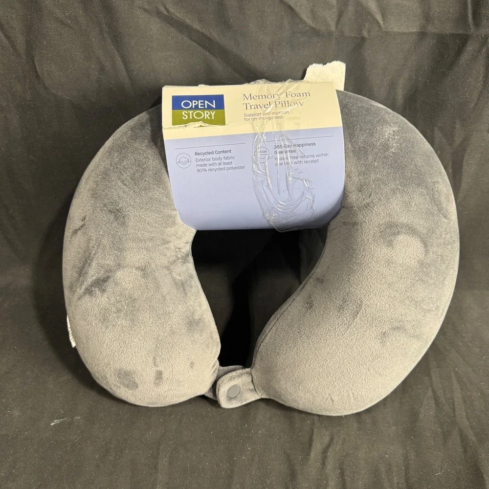 Memory Foam Travel Neck Pillow - Open Story™ Gray